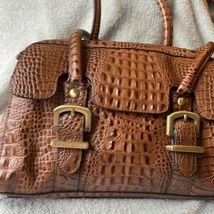 Etienne Aigner Leather Croc Satchel